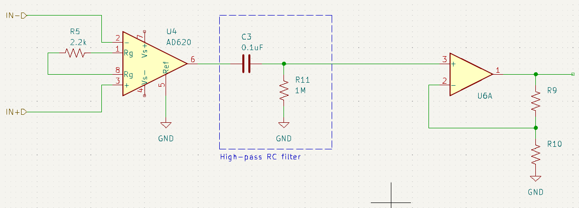 instrumentation amplifier followed by an RC filter